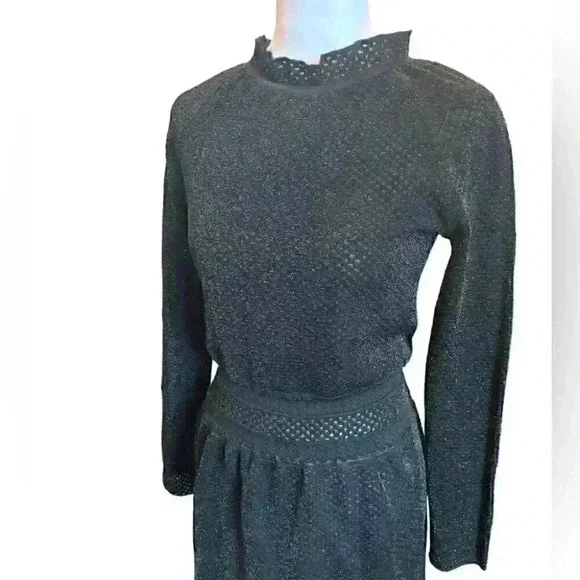 Tory Burch Women’s Isabelle Blouson Ruffle Neck Cocktail Dress Black Size Medium - Picture 7 of 12